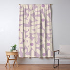 Daisy Time Retro Floral Pattern in Lavender Cream Window Curtain Gallery Image 5
