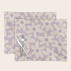 Daisy Time Retro Floral Pattern in Lavender Cream Placemat Gallery Image 1
