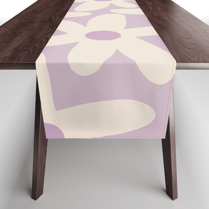 Daisy Time Retro Floral Pattern in Lavender Cream Table Runner Gallery Image 1