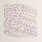 Daisy Time Retro Floral Pattern in Lavender Cream Wrapping Paper Gallery Image 3
