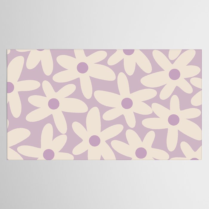 Daisy Time Retro Floral Pattern in Lavender Cream Tablecloth Gallery Image 2