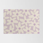 Daisy Time Retro Floral Pattern in Lavender Cream Rug Gallery Image 2