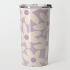 Daisy Time Retro Floral Pattern in Lavender Cream Travel Mug Gallery Image 2
