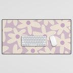 Daisy Time Retro Floral Pattern in Lavender Cream Desk Mat Gallery Image 1
