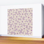 Daisy Time Retro Floral Pattern in Lavender Cream Wall Mural Gallery Image 2
