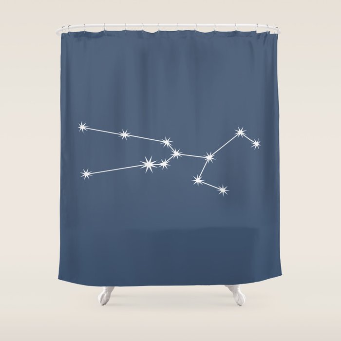 Taurus Zodiac Star Constellation Line Art Neutral Blue Shower Curtain Gallery Image 1