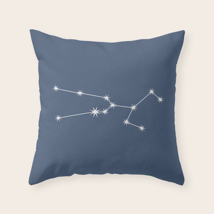 Taurus Zodiac Star Constellation Line Art Neutral Blue Throw Pillow Gallery Image 6