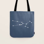 Taurus Zodiac Star Constellation Line Art Neutral Blue Tote Bag Gallery Image 1