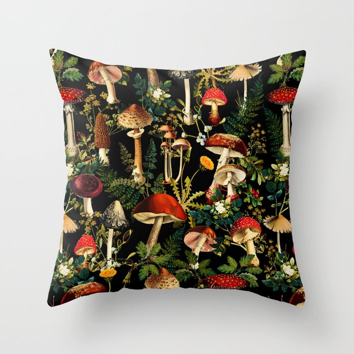 Mushroom Paradise Throw Pillow Gallery Image 1