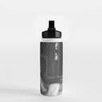 Funny Einstein in Fuzzy Slippers Classic Black and White Satirical Photography - Photographs Water Bottle Gallery Image 2