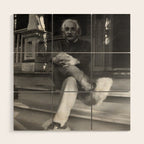 Funny Einstein in Fuzzy Slippers Classic Black and White Satirical Photography - Photographs Wood Wall Art Gallery Image 1