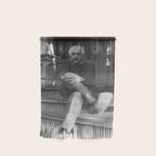 Funny Einstein in Fuzzy Slippers Classic Black and White Satirical Photography - Photographs Wall Hanging Gallery Image 1
