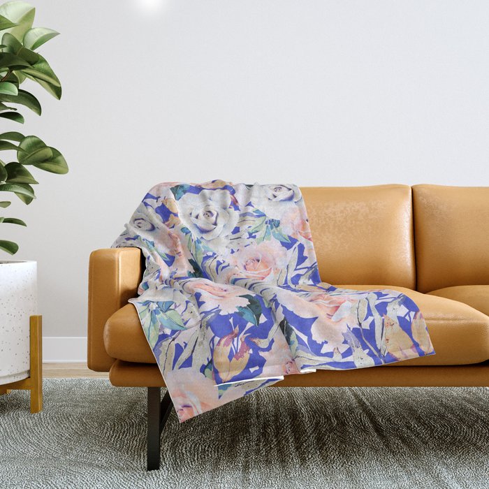 Modern Vibrant Flowery Garden B Throw Blanket Gallery Image 1