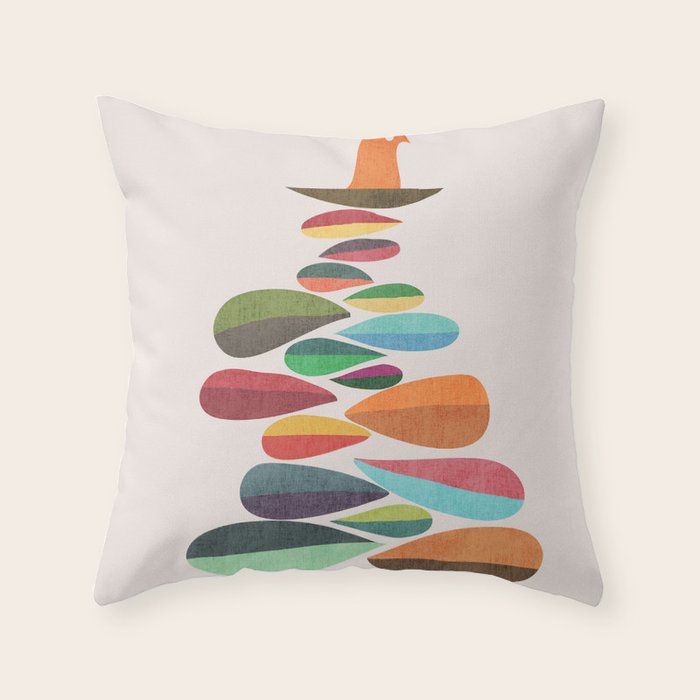 Bird nesting on top of pebbles hill Throw Pillow Gallery Image 6