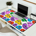 Funny happy face cartoon art pattern Desk Mat Gallery Image 2
