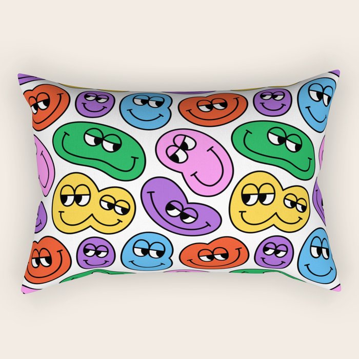 Funny happy face cartoon art pattern Rectangular Pillow Gallery Image 1