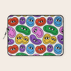 Funny happy face cartoon art pattern Laptop Sleeve Gallery Image 1