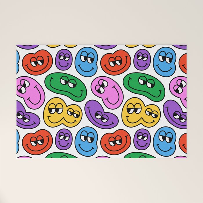 Funny happy face cartoon art pattern Welcome Mat Gallery Image 1