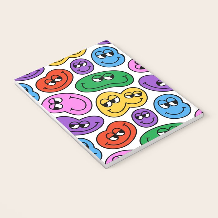 Funny happy face cartoon art pattern Notebook Gallery Image 3