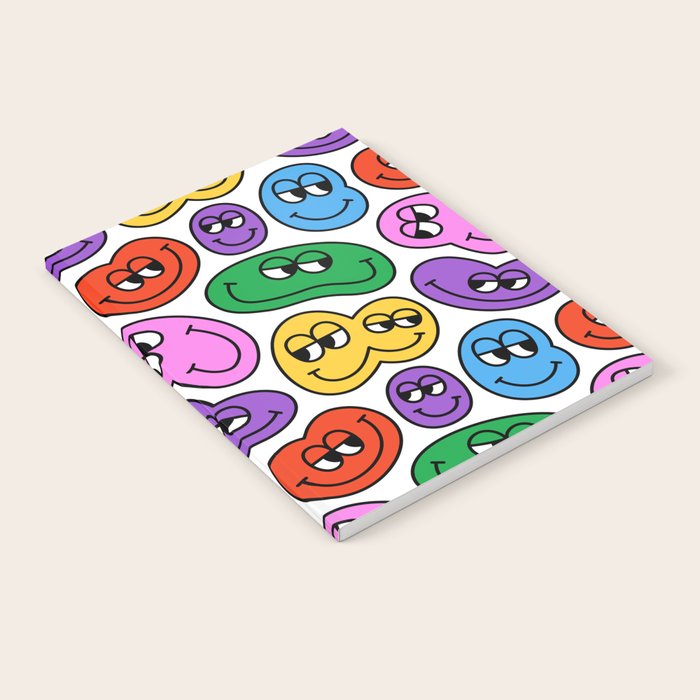 Funny happy face cartoon art pattern Notebook Gallery Image 2
