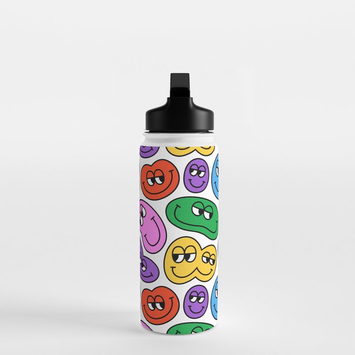 Funny happy face cartoon art pattern Water Bottle Gallery Image 3