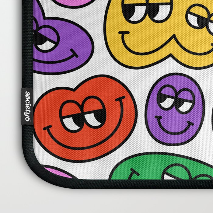 Funny happy face cartoon art pattern Laptop Sleeve Gallery Image 3