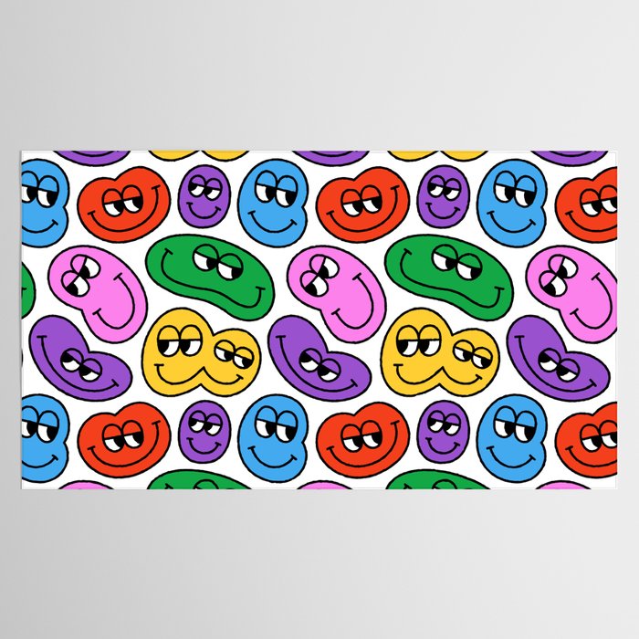 Funny happy face cartoon art pattern Tablecloth Gallery Image 2