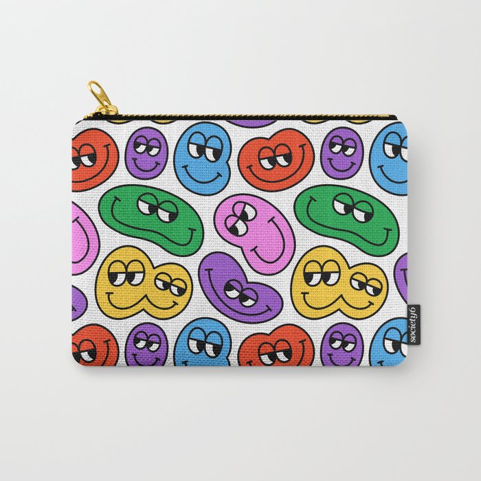 Funny happy face cartoon art pattern Carry All Pouch Gallery Image 1