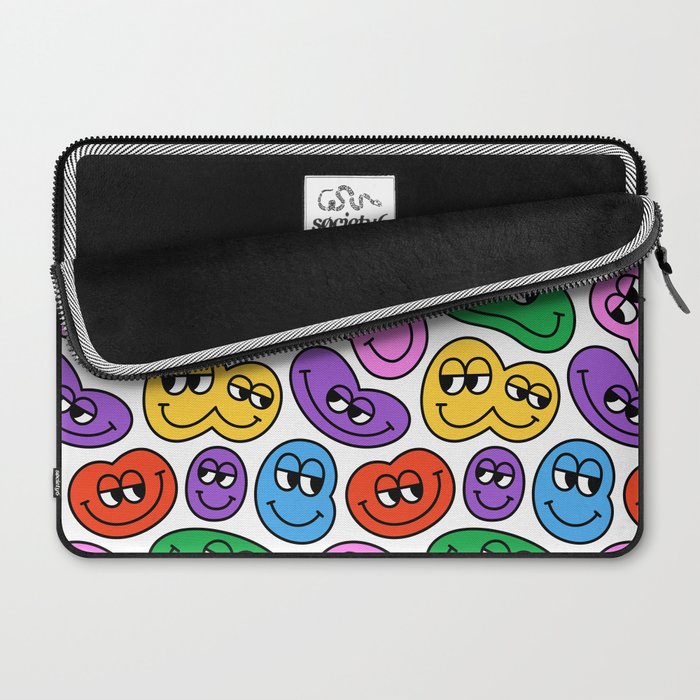 Funny happy face cartoon art pattern Laptop Sleeve Gallery Image 2