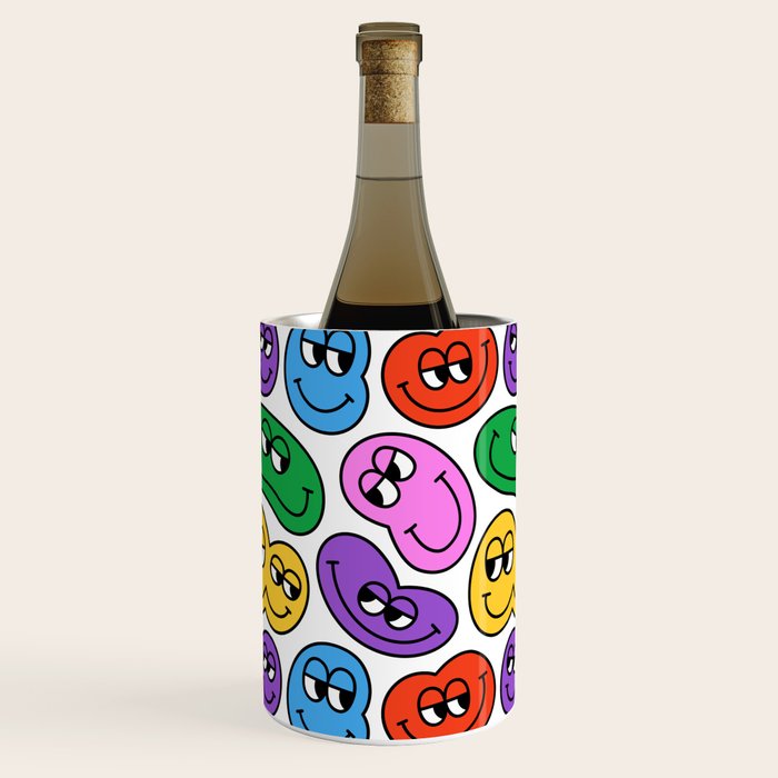 Funny happy face cartoon art pattern Wine Chiller Gallery Image 1