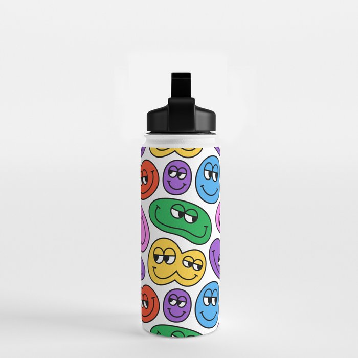 Funny happy face cartoon art pattern Water Bottle Gallery Image 2