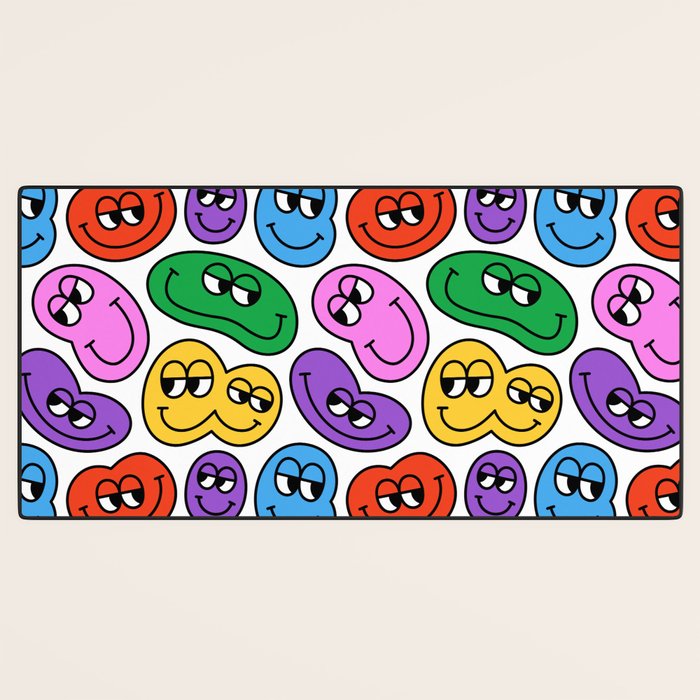 Funny happy face cartoon art pattern Desk Mat Gallery Image 3