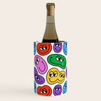 Funny happy face cartoon art pattern Wine Chiller Gallery Image 2