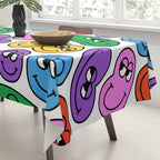 Funny happy face cartoon art pattern Tablecloth Gallery Image 3