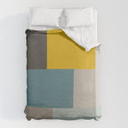 Teal Mustard Gray Modern Patchwork  Duvet Cover Gallery Image 6