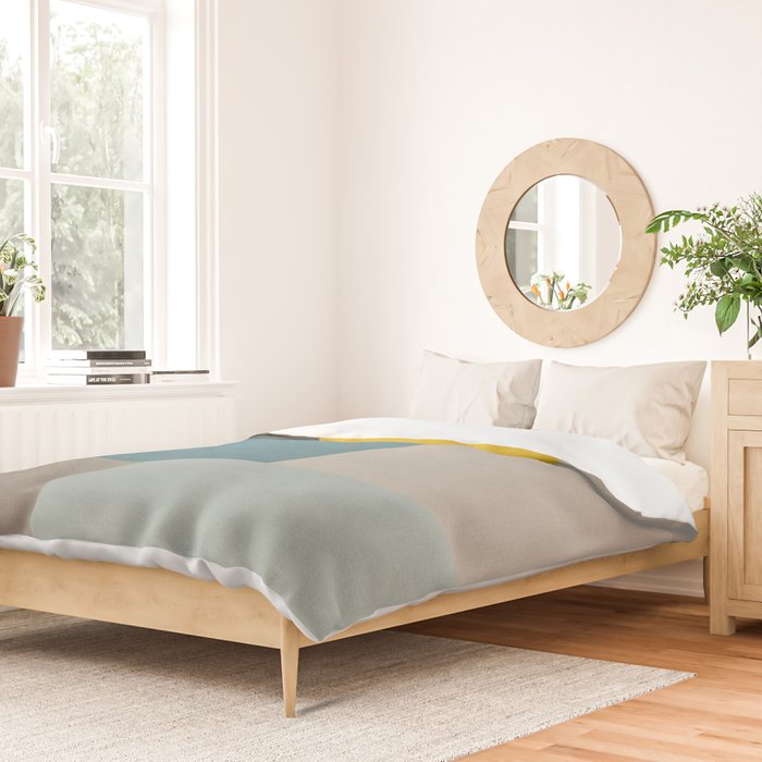 Teal Mustard Gray Modern Patchwork  Duvet Cover Gallery Image 2