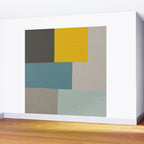 Teal Mustard Gray Modern Patchwork  Wall Mural Gallery Image 2