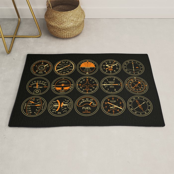 Aircraft Flight Instruments - Full Black Rug Gallery Image 1