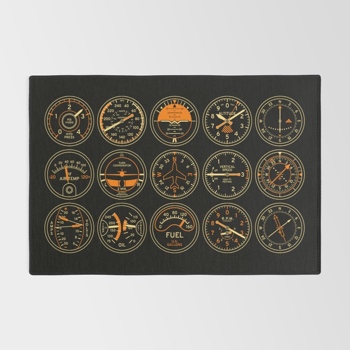 Aircraft Flight Instruments - Full Black Rug Gallery Image 2