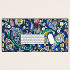 Vibrant paisley print on dark Desk Mat Gallery Image 1