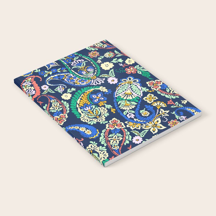 Vibrant paisley print on dark Notebook Gallery Image 1