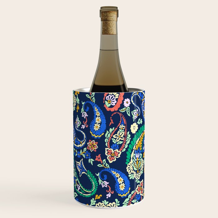 Vibrant paisley print on dark Wine Chiller Gallery Image 1