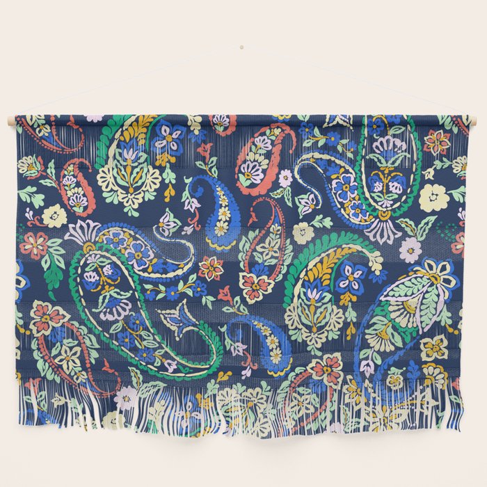 Vibrant paisley print on dark Wall Hanging Gallery Image 1