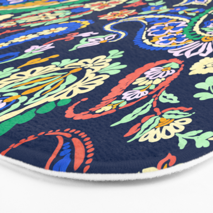 Vibrant paisley print on dark Bath Mat Gallery Image 3