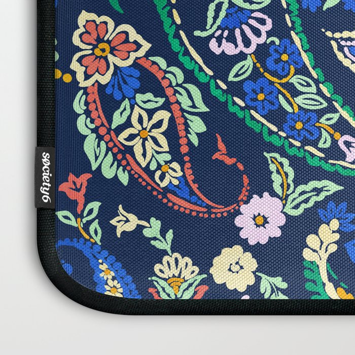 Vibrant paisley print on dark Laptop Sleeve Gallery Image 3