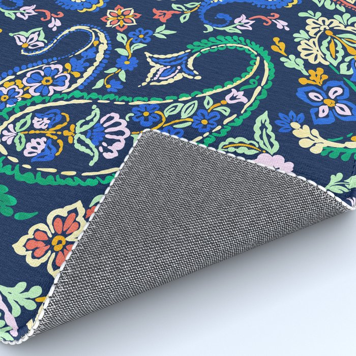 Vibrant paisley print on dark Rug Gallery Image 4