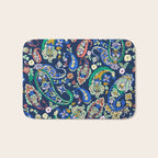 Vibrant paisley print on dark Bath Mat Gallery Image 1
