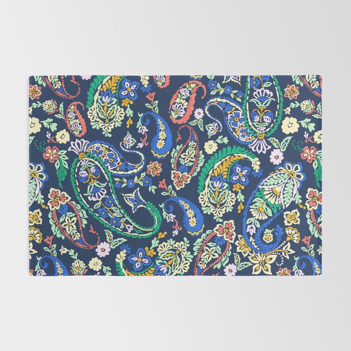 Vibrant paisley print on dark Rug Gallery Image 2