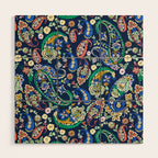 Vibrant paisley print on dark Wood Wall Art Gallery Image 1