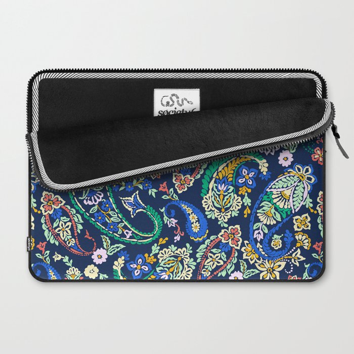 Vibrant paisley print on dark Laptop Sleeve Gallery Image 2